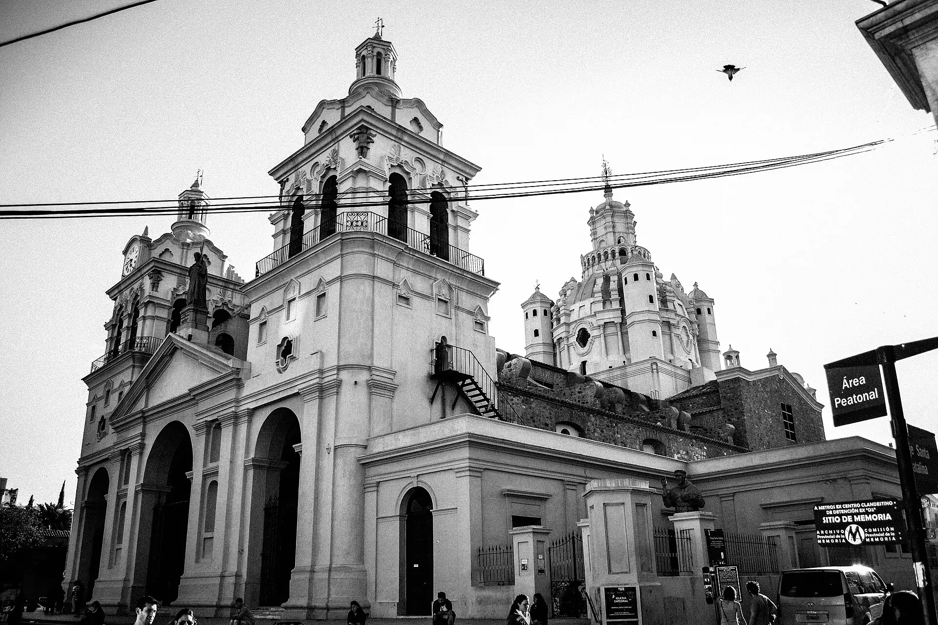 Córdoba cathedral photographed in black and white, Córdoba, Argentina