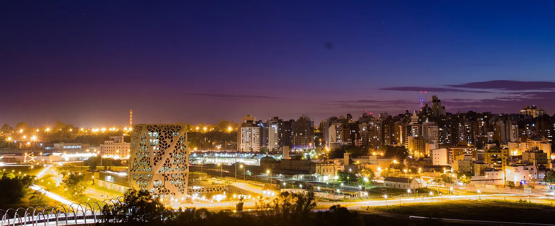 Córdoba city lights and the Civic Center at night, Córdoba, Argentina