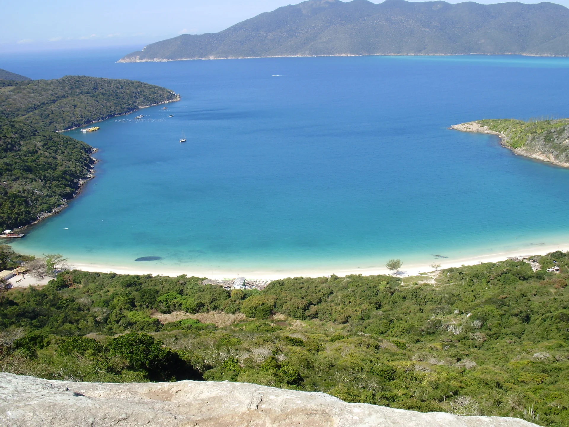 Praia do Forno beach and bay seen from above in Arraial do Cabo