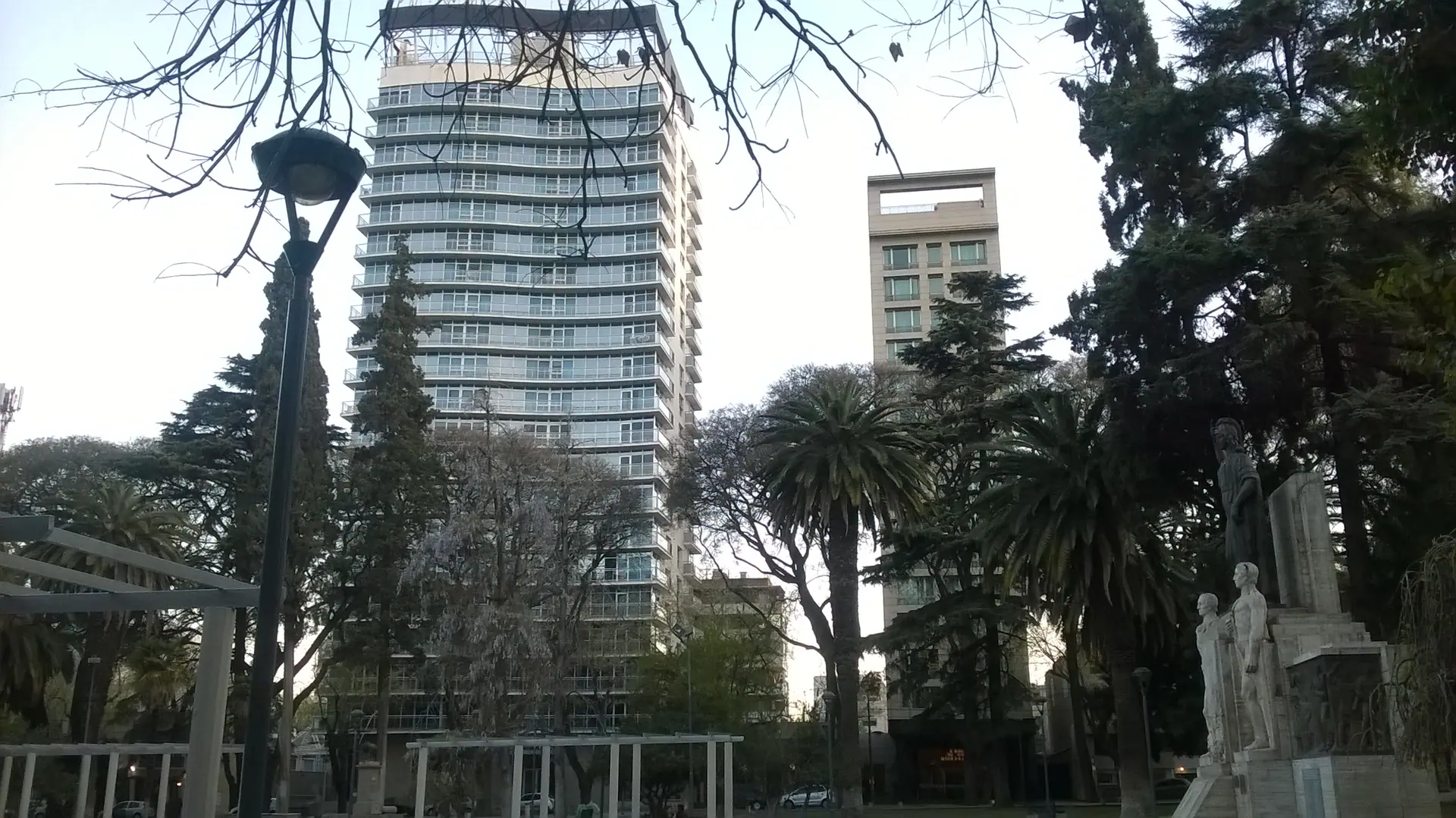 Da Vinci and Executive buildings beside Plaza Italia in Mendoza